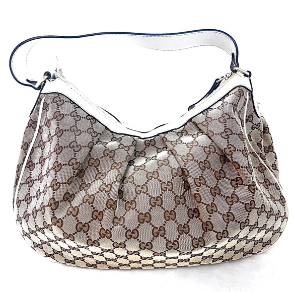 Gucci Brown GG Canvas Sukey Shoulder Bag White Beige - Picture 2 of 9